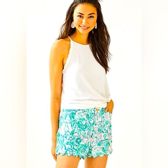 Lilly Pulitzer 5" Buttercup Short Bright Agate Green Colorful Camelflage - Picture 3 of 7